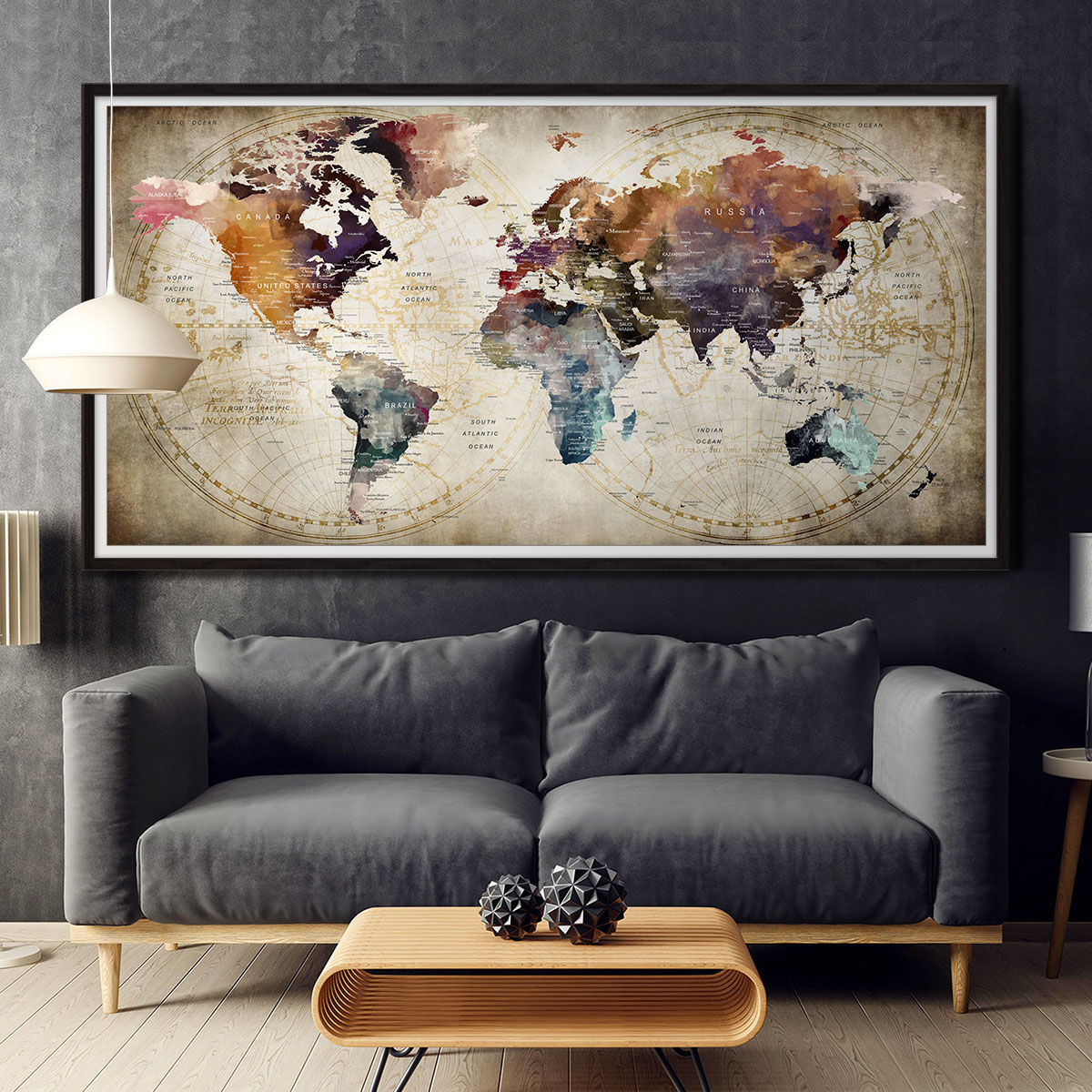 Push Pin World Map Poster