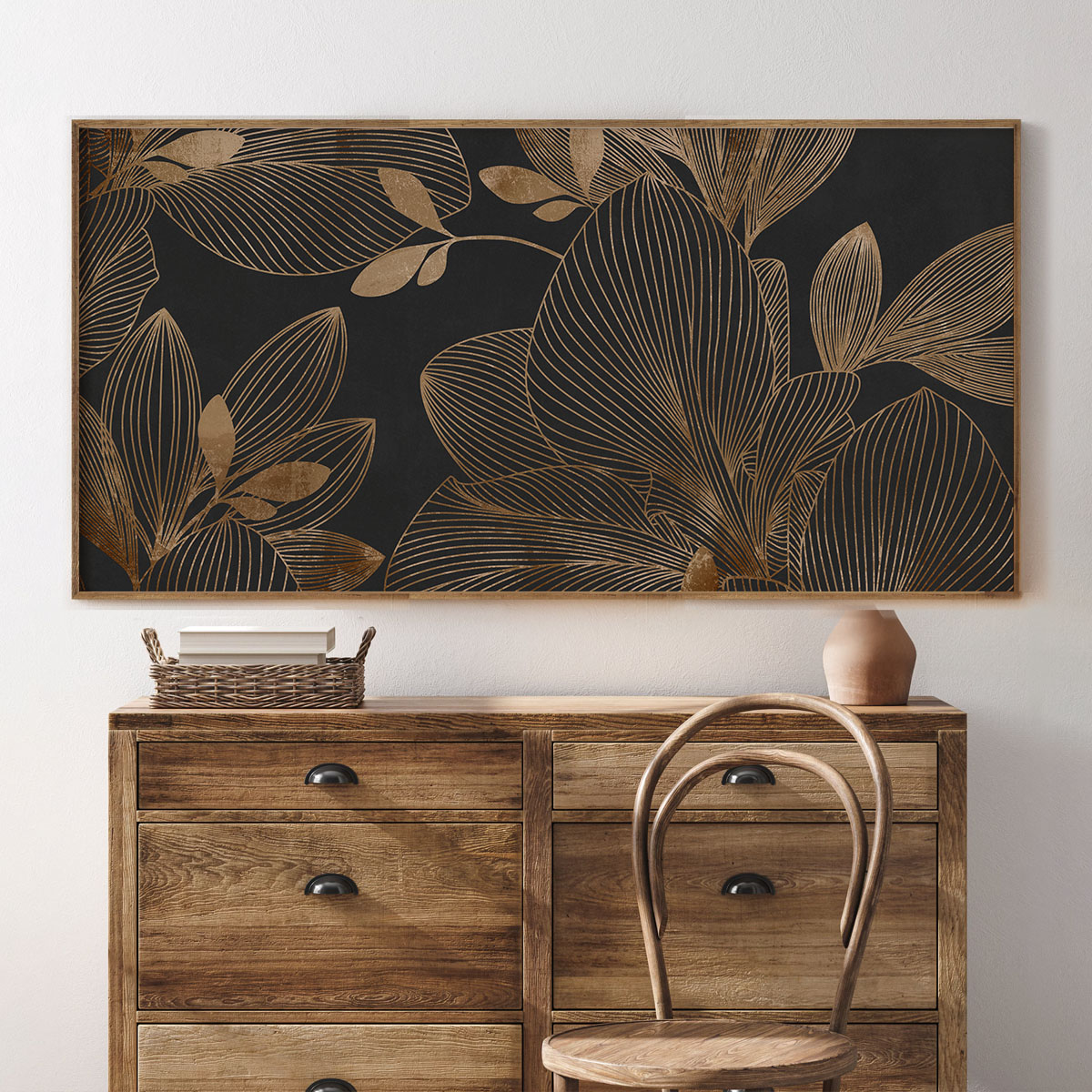 Gold Floral Line Art