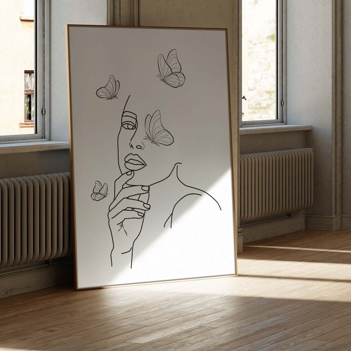 Line Art Woman & Butterflies