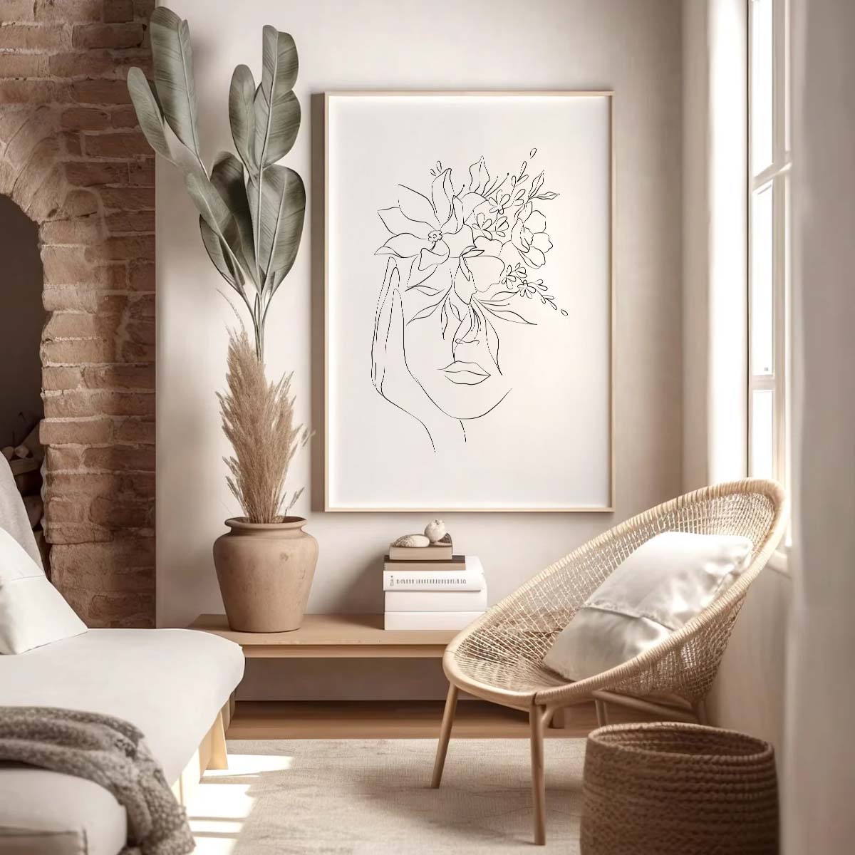 Floral Woman Line Art