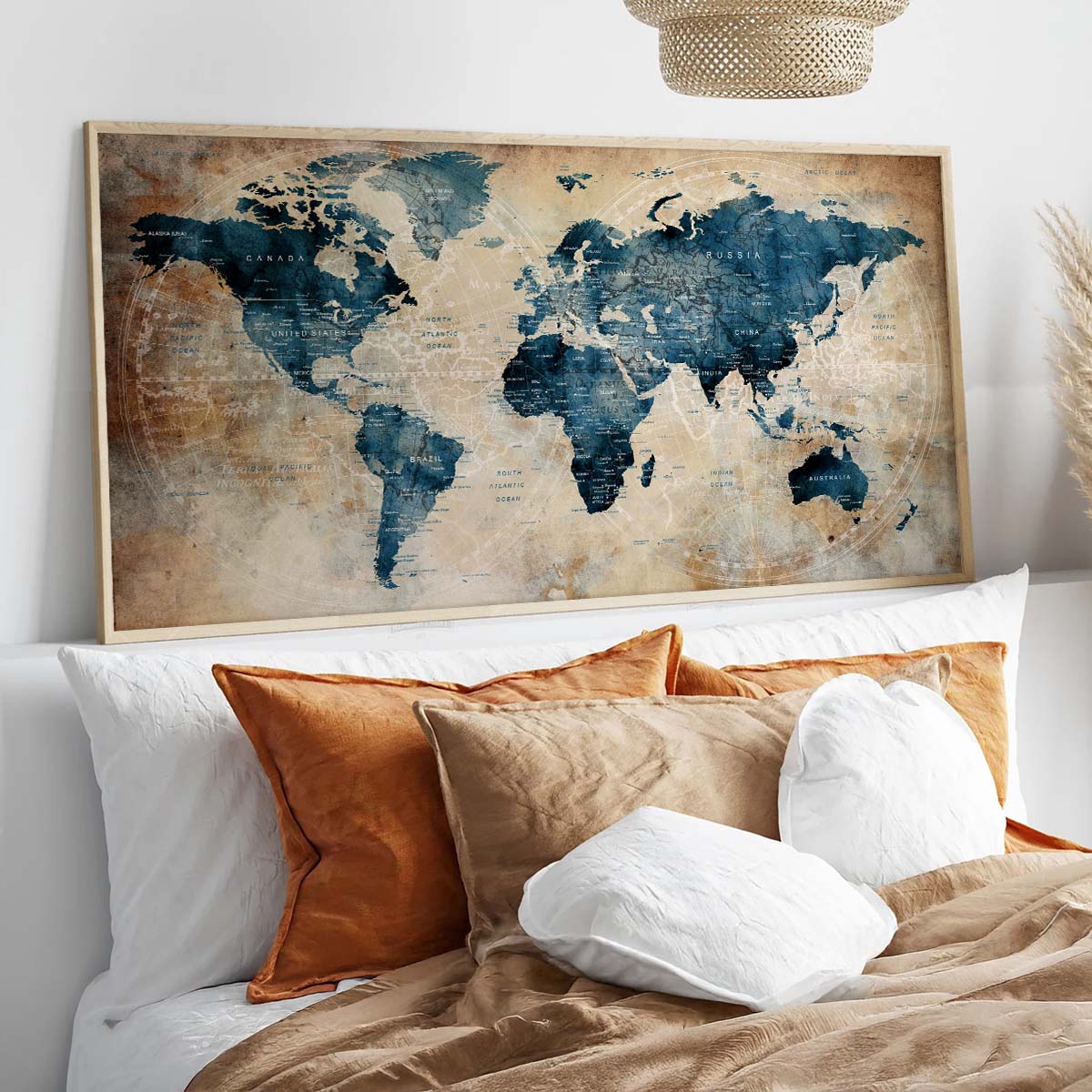 Vintage Blue World Map